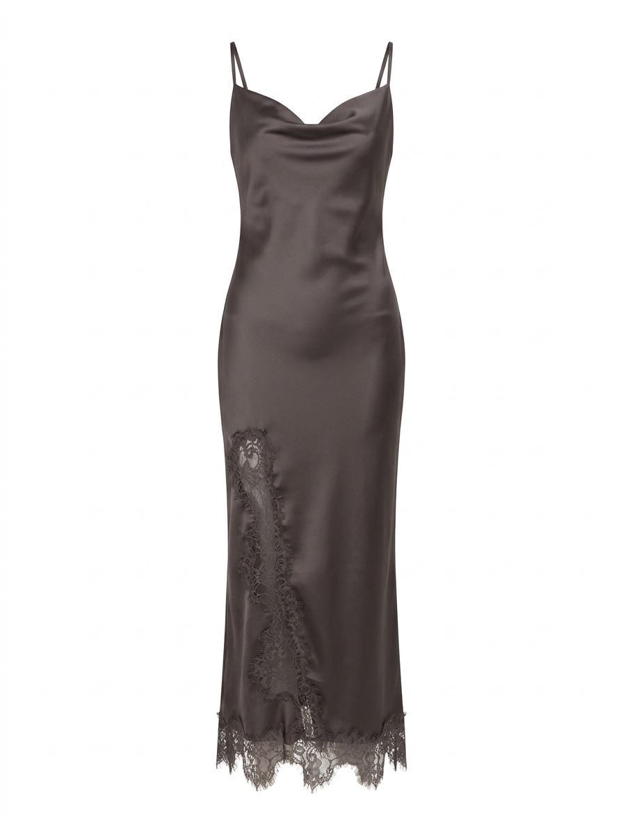 Jeneva Lace Midi Dress - Brown